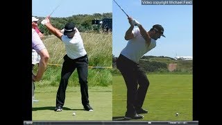 Jon Rahm golf swing  Long Iron faceon amp downtheline July 2017 [upl. by Ainyt356]