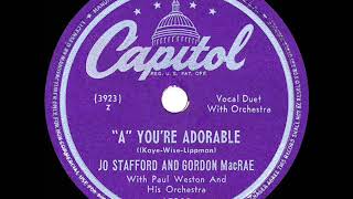 1949 HITS ARCHIVE ‘A’ You’re Adorable  Jo Stafford amp Gordon MacRae [upl. by Enilrem]