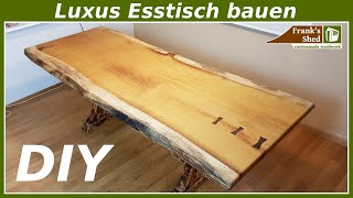 DIY Luxus Tisch selber bauen  Anleitung  XXL Massivholz Esstisch  Franks Shed [upl. by Dnalsor206]