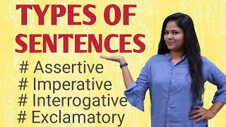 Types Of Sentences  Assertive Or Declarative Imperative Interrogative Exclamatory [upl. by Schindler]