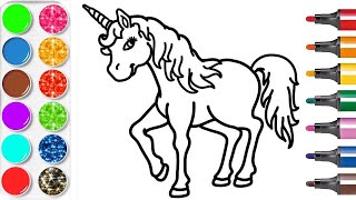 Colorier Une Licorne APPRENDRE À DESSINER vidéo éducative amp Planète coloriage [upl. by Dannel]