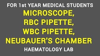 MICROSCOPE RBC PIPETTE WBC PIPETTE NEUBAUERS CHAMBER  HAEMATOLOGY LAB  PHYSIOLOGY [upl. by Sydney]