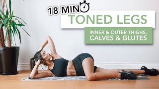 18 MIN TONED LEGS  Bacakları İnceltme Egzersizleri İç amp Dış Bacak Baldır Basen  Eylem Abaci [upl. by Ingold207]