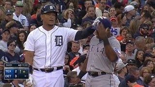 WATCH THE HAIR Miguel Cabrera ruffles Adrian Beltres feathers [upl. by Adon]