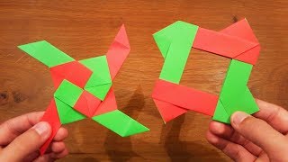 How To Make a Paper Transforming Ninja Star 2  Origami [upl. by Neyut878]