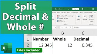 Split Numbers into Whole and Decimal without Rounding  Excel Quickie 82 [upl. by Anilec]