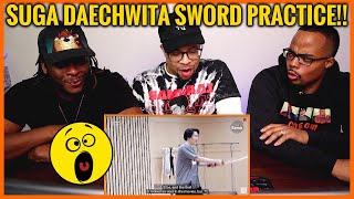 Wait is that a REAL Sword 😮 SUGAs Daechwita Sword Dance Practice REACTION [upl. by Everara]