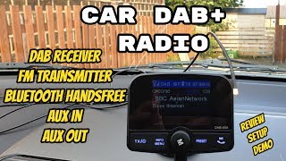 In Car DABDAB Radio Adapter Review  DAB  FM Transmitter  Mobile Handsfree  MP3 Player  AUX [upl. by Sixela]