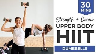 25Minute Upper Body HIIT Workout with Dumbbells Strength  Cardio [upl. by Notloc515]