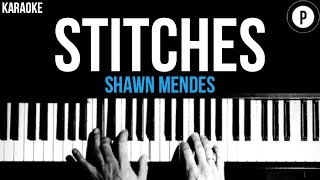 Shawn Mendes  Stitches Karaoke SLOWER Acoustic Piano Instrumental Cover Lyrics [upl. by Iamhaj]