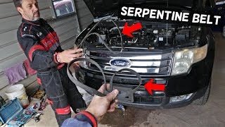 FORD EDGE SERPENTINE BELT REPLACEMENT REMOVAL LINCOLN MKX [upl. by Janna821]