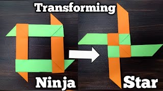 How To Make a Paper 4Pointed Transforming Ninja Star  Aadrits Origami [upl. by Ynnub]