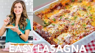 Beef Lasagna Recipe  Easy Dinner   Natashas Kitchen [upl. by Hairahs]