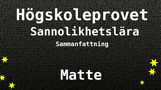 Högskoleprovet Sannolikhetslära Sammanfattning  Matte Kvantitativa KVA NOG [upl. by Ijok]