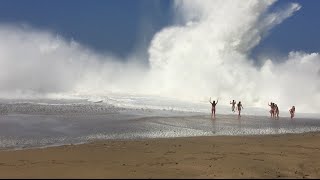 Giant Wave Crash Lumahai Beach in Kauai Hawaii [upl. by Hennebery5]