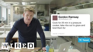 Gordon Ramsay Answers Cooking Questions From Twitter  Tech Support  WIRED [upl. by Aiciruam421]