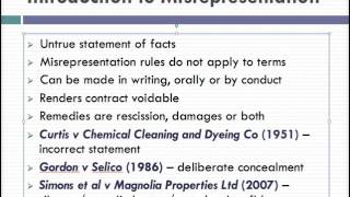 Misrepresentation Lecture 1 of 4 [upl. by Geis71]