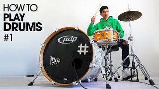 HOW TO PLAY DRUMS  Beginner Drum Lesson 1 [upl. by Green784]