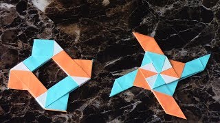 How to make an Origami Transforming Ninja Star 4pointed [upl. by Adora700]