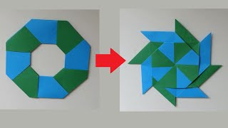 How To Make A Transforming 8Pointed Ninja Star Origami [upl. by Ennahtur]