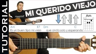 Como tocar Mi Querido Viejo de PIERO en Guitarra FACIL Tutorial perfecto sin cambiar afinación [upl. by Saideman]