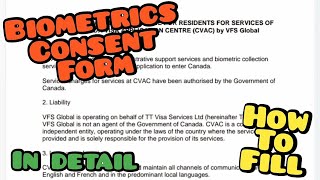 🇨🇦Biometrics VFS global consent form  September 2021 [upl. by Acilegna]