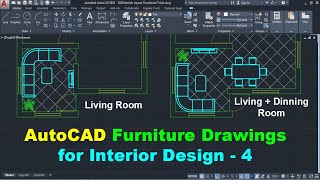 AutoCAD 2D Furniture Drawings for Interior Design  4 [upl. by Sirred]