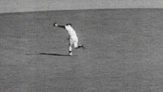 1956 WS Gm5 Mantles catch keeps perfect game alive [upl. by Atinoj725]