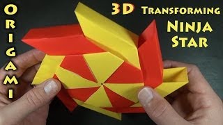 Origami 3D Transforming Ninja Star designed by Ray Bolt [upl. by Nioe95]